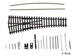 Tillig-83432 Gleis Einfache Weiche Links EW1 129,5mm 15 Grad Bausatz TT