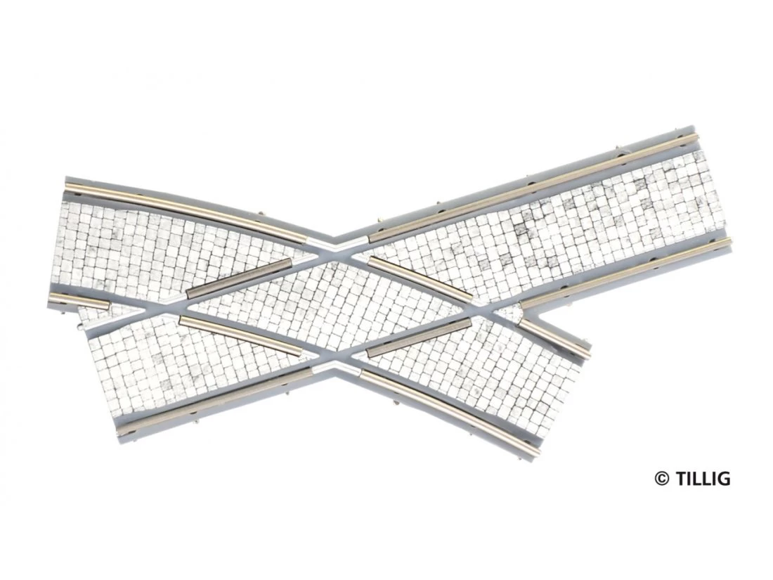 Tillig-87163 Gleis Trambahn H0m Bogenkreuzung Links Pflaster 3 Tillig-87163 Gleis Trambahn H0m Bogenkreuzung Links Pflaster
