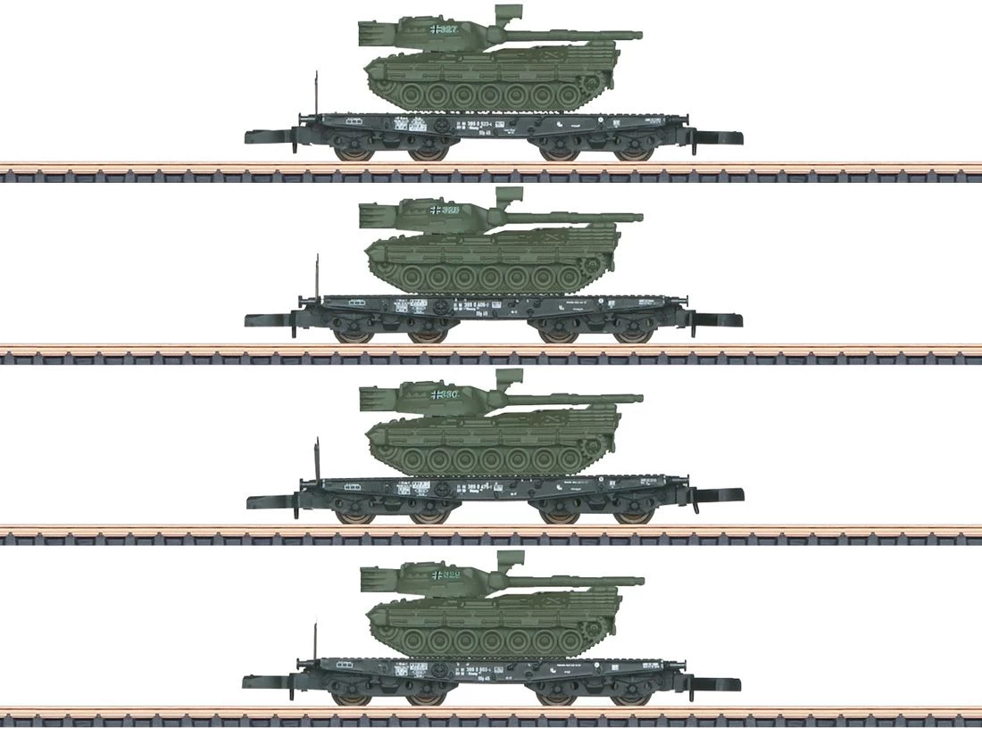 Märklin 82228 Güterwagenset Schwerlastwagen Rlmmp 700 DB Mit Panzer Leopard 1A1 4x Spur Z 3 Märklin 82228 Güterwagenset Schwerlastwagen Rlmmp 700 DB Mit Panzer Leopard 1A1 4x Spur Z