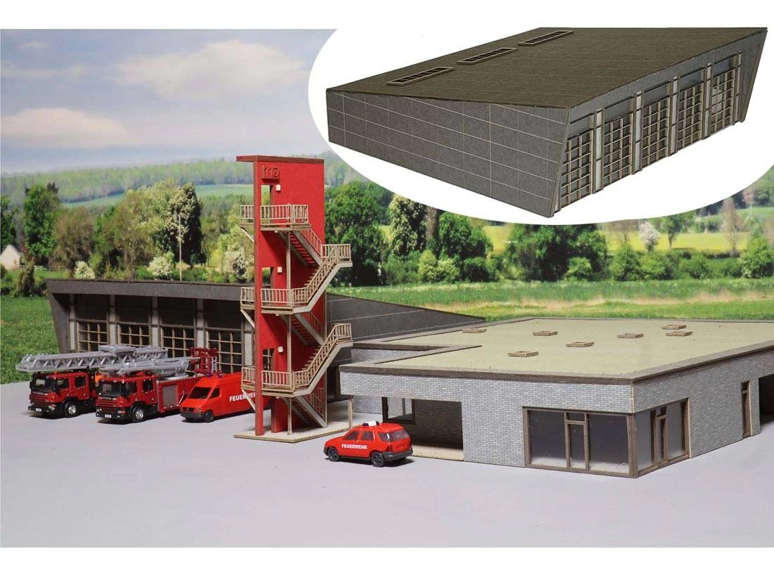 Modellbahn Union MU-TT-H00217 TT Feuerwehr Fahrzeughalle Issum Sevelen 3 Modellbahn Union MU-TT-H00217 TT Feuerwehr Fahrzeughalle Issum Sevelen
