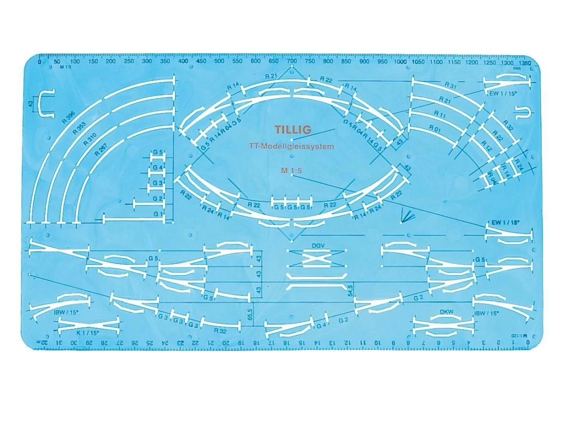 Tillig-83517 TT Gleis Schablone Zum Zeichnen Von Planentwürfen 3 Tillig-83517 TT Gleis Schablone Zum Zeichnen Von Planentwürfen
